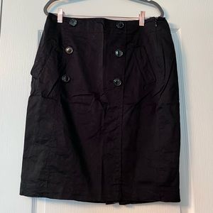 Ann Taylor black, button front pencil skirt, size 12